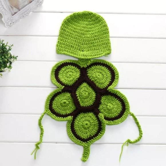 Newborn Photography Props Turtle Design Knitted Beanie Hat Accessories - Picture 5 of 8